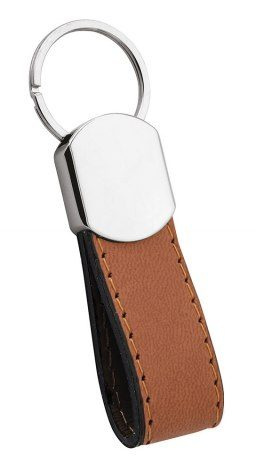 Brown leatherette car keyring, product image (1)