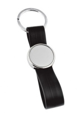 Keyring stripe PVC black w/plate