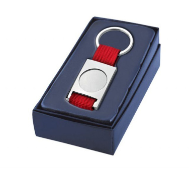 Keyring red textile ribbon w/cavity, product image (2)