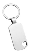 Keyring rectangular- heart-shaped hole