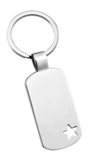 Keyring rectangular- star shaped hole