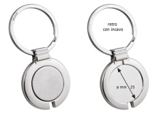 Keyring trolley coin - back recessed