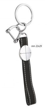 Keyring shiny metal black leather, product image (4)