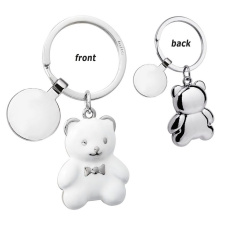 Token white teddy bear keyring