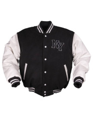 New baseball jacket with patch, black/white