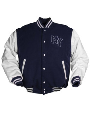 New baseball jacket with patch, navy/white