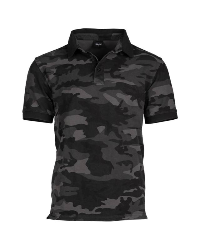 Prewash cotton pique polo shirt in dark camo – Mil-Tec (1)
