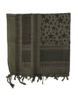 Scarf 'shemagh' 110 × 110CM Stars Olive Green/Black. – Mil-Tec (2)