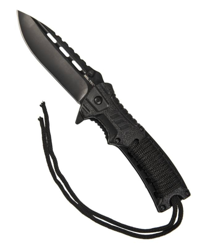 One-Hand Knife Paracord with Fire Starter Black – Mil-Tec (1)