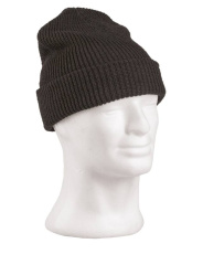 Black polyacrylic roll-knit hat