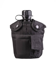 US plastic canteen with cover, black