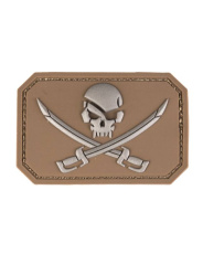 3D Skull Patch with Swords, PVC with Velcro Fastener, Dark Coyote