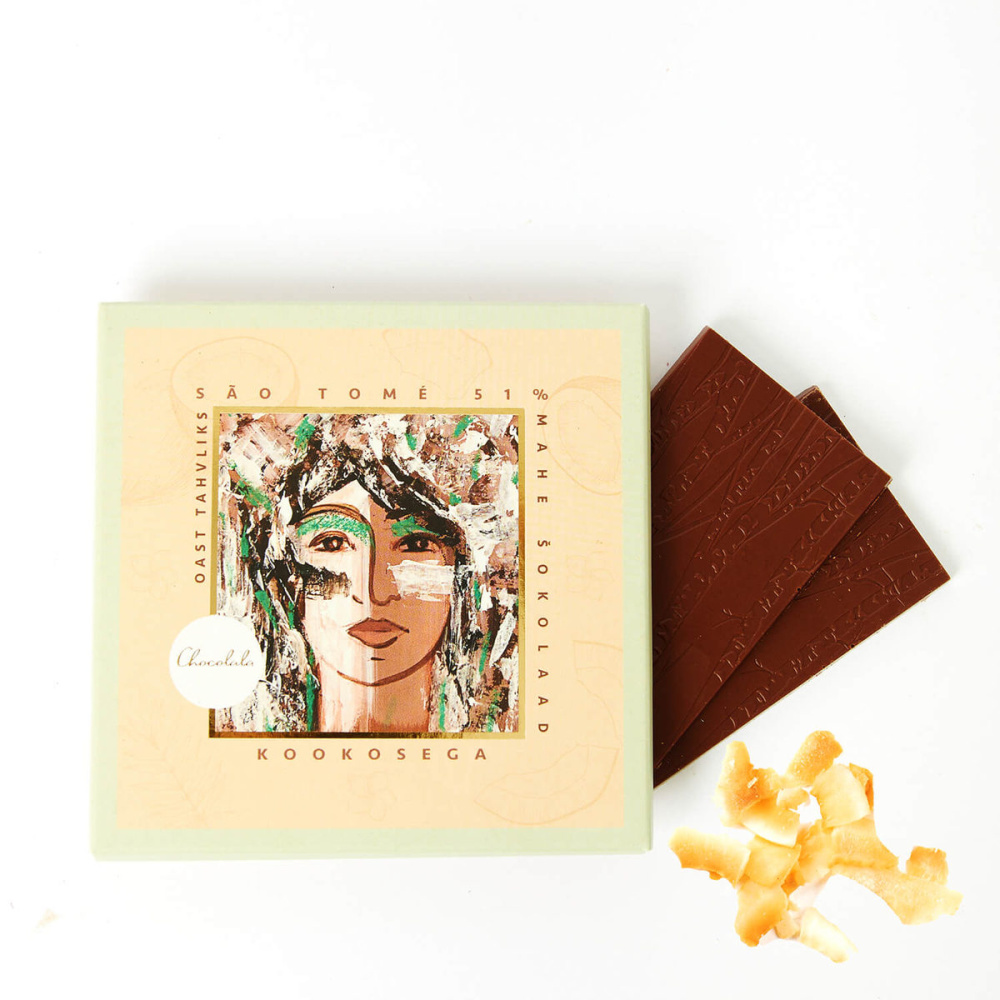 São Tomé 51% coconut milk chocolate, product image