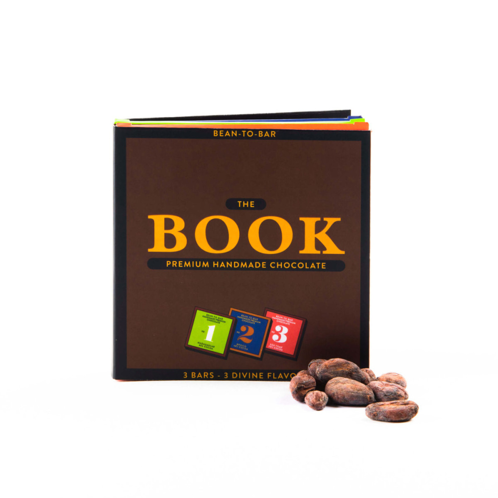 Dark chocolate book gift set: 3 bars, product image (1)