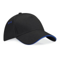 Beechfield B15C baseball cap, black / royal blue (Bright Royal)