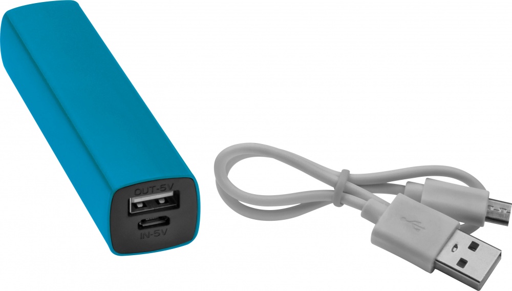 Logo trade ärikingitused foto: Powerbank 2200 mAh with USB port in a box, sinine