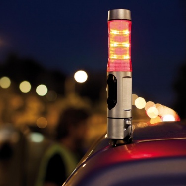 Logotrade firmakingituse foto: Taskulamp koos avariivalgustuse ja haamriga, hõbedane