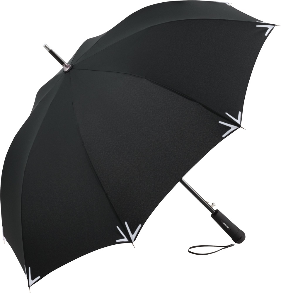 Logotrade ärikingid pilt: Helkurribaga vihmavari AC regular Safebrella® LED, 7571, must