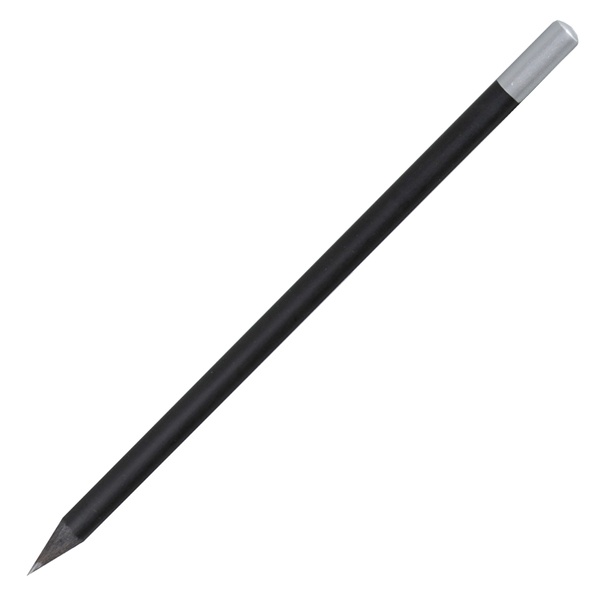Logo trade ärikingituse pilt: Puidust harilik pliiats hõbedase otsaga, must