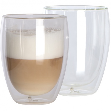 Logo trade reklaamkingituse pilt: Kahekordsest klaasist cappuccino tass, läbipaistev