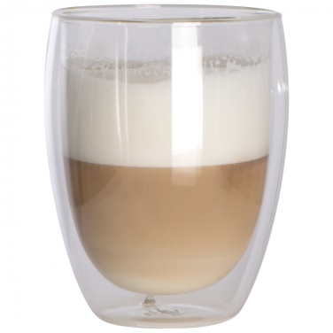 Logotrade ärikingi foto: Kahekordsest klaasist cappuccino tass, läbipaistev