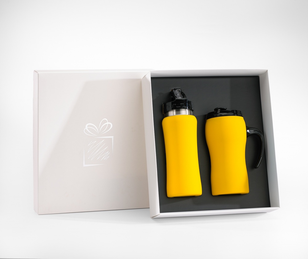 Logotrade meened pilt: Komplekt: joogipudel ja termokruus Colorissimo, kollane