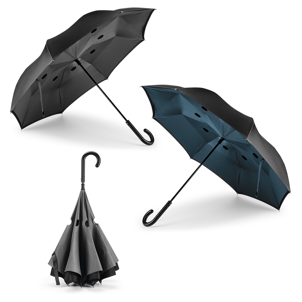 Logo trade firmakingi pilt: Ümberpööratav vihmavari Angela, sinine-must
