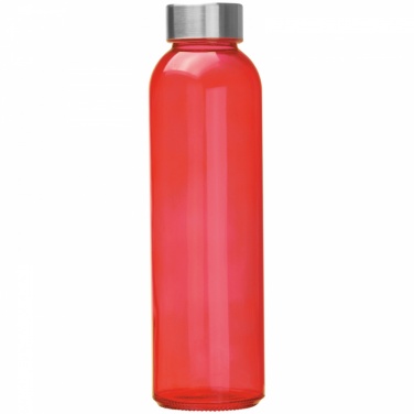 Logo trade reklaamkingid foto: Klaasist joogipudel terasest korgiga, punane