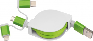 Logotrade ärikingitused pilt: Laadimiskaabel pikendusega 3 erineva otsaga, roheline