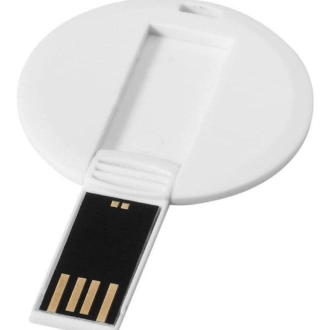 Logo trade reklaamkingituse pilt: Ümmargune USB mälupulk, 8 GB, valge