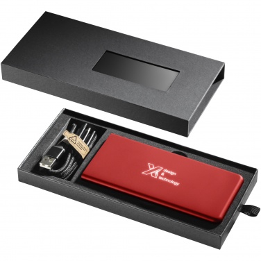 SCX.design P15 5000 mAh helendava logoga akupank, punane – detailvaade 3