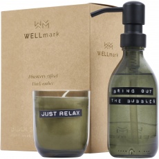 Wellmark Discovery 200 ml käteseebi dosaator ja 150 g lõhnaküünla komplekt - tume merevaigu lõhn