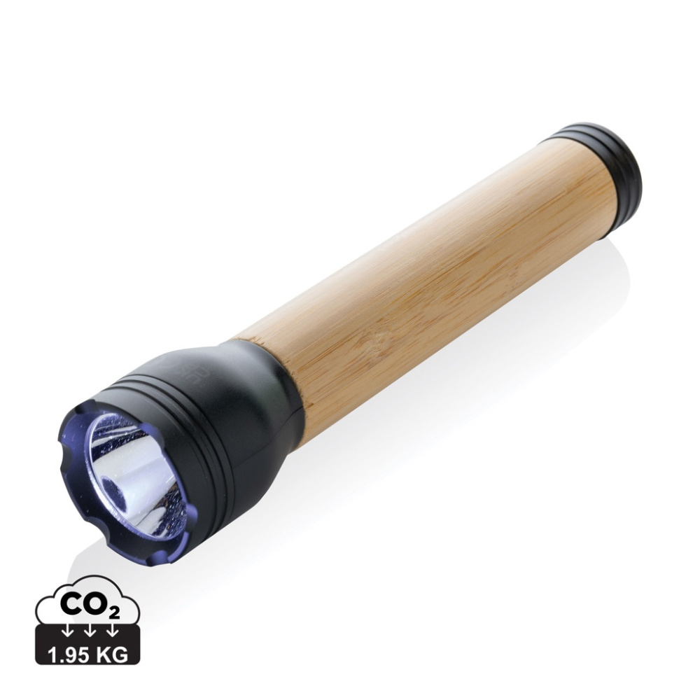 Lucid 5W RCS sertifitseeritud taaskasutatud plastikust ja bambusest taskulamp, must, tootepilt