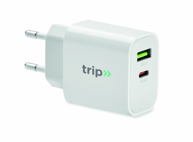 Logo trade firmakingitused foto: 18W 2 pordiga USB laadija EU pistik