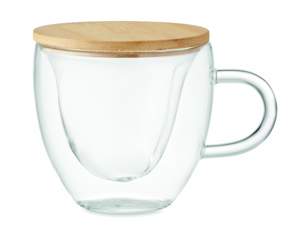 Logo trade reklaamkingituse pilt: Topeltseintega joogiklaas kaanega