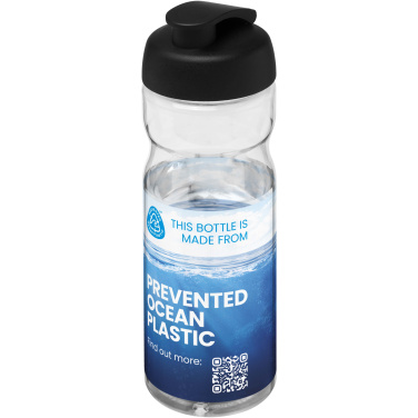 H2O Active® Eco Base 650 ml keeratava kaanega spordipudel, Läbipaistev / tahke must – detailvaade 4