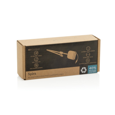 Logotrade ärikingituse foto: Spira RCS taaskasutatud sissetõmmatav 100W kiirlaadimiskaabel