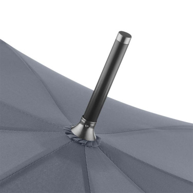 FARE ÖkoBrella automaatne vihmavari taaskasutatud PET-kattega ja puidust käepidemega logoga, hall (waterSAVE®) – detailvaade 5
