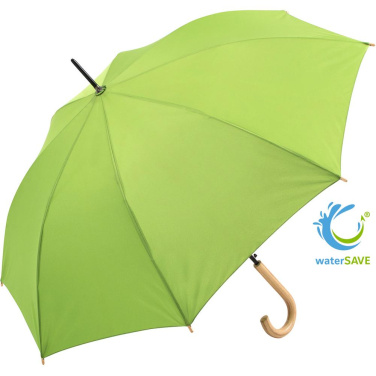 FARE ÖkoBrella soodne automaatne vihmavari taaskasutatud PET-kattega logoga, laimiroheline (waterSAVE®) – tootefoto