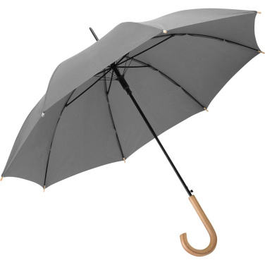 FARE ÖkoBrella soodne automaatne vihmavari taaskasutatud PET-kattega logoga, hall (waterSAVE®) – detailvaade 2