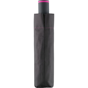 FARE® Mini Style värviliste detailidega taskuvihmavari logoga, must-magenta – detailvaade 2