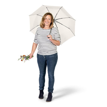 FARE ÖkoBrella taskuvihmavari taaskasutatud PET-kattega ja rABS-käepidemega logoga, naturaalvalge (waterSAVE®) – detailvaade 10