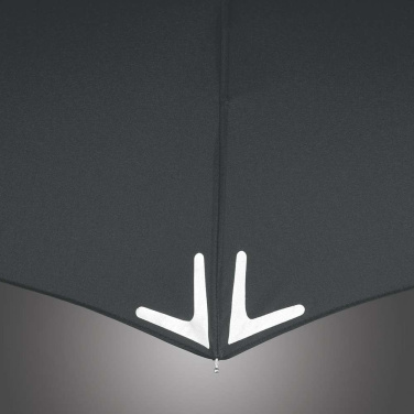 FARE Safebrella® LED-tule ja helkuritega taskuvihmavari logoga, hall – detailvaade 7