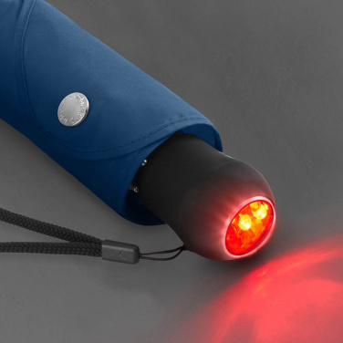FARE Safebrella® LED-tule ja helkuritega taskuvihmavari logoga, tumesinine – detailvaade 5