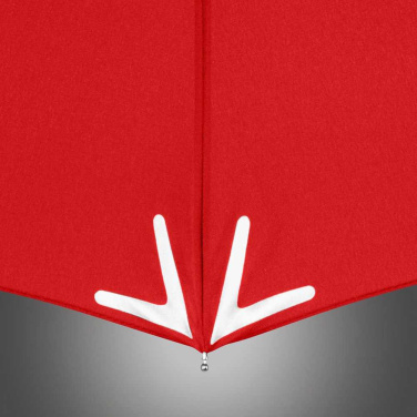 FARE Safebrella® LED-tule ja helkuritega automaatne taskuvihmavari logoga, punane – detailvaade 7