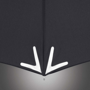 FARE Safebrella® LED-tule ja helkuritega automaatne taskuvihmavari logoga, must – detailvaade 6