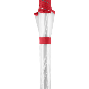 FARE® Pure läbipaistev automaatne vihmavari logoga, läbipaistev-punane – detailvaade 8