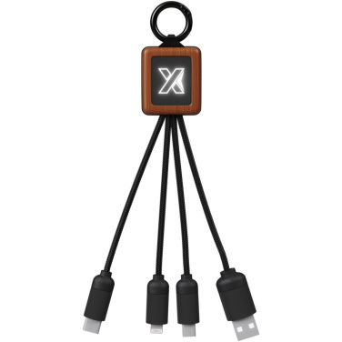SCX.design C19 20 W puidust 3-in-1 laadimiskaabel helendava logoga – külgvaade