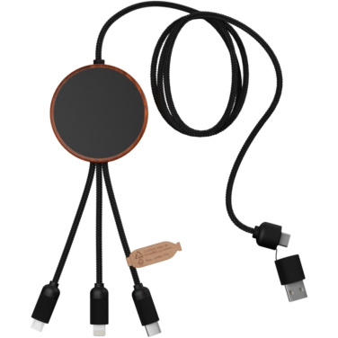 SCX.design C40 5-in-1 helendava logoga rPET-laadimiskaabel ja 10 W laadimisalus – pealtvaade