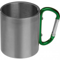 Metallist kruus karabiiniga 200 ml ANGELICA, roheline